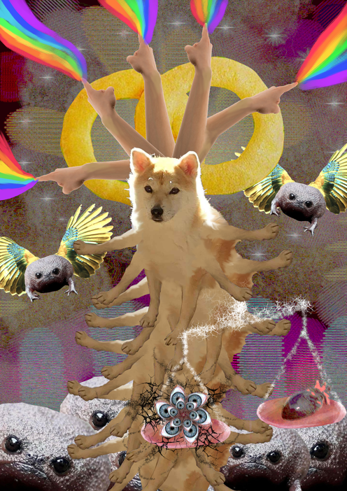 Slightly cursed digital collage about THE DOG